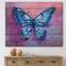 Designart - Vintage Blue Butterfly I - Modern Print on Natural Pine Wood
